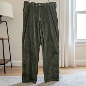 VTG Eddie Bauer Wide Wale Corduory Forrest Green Pleated Trouser Pant 36X34
